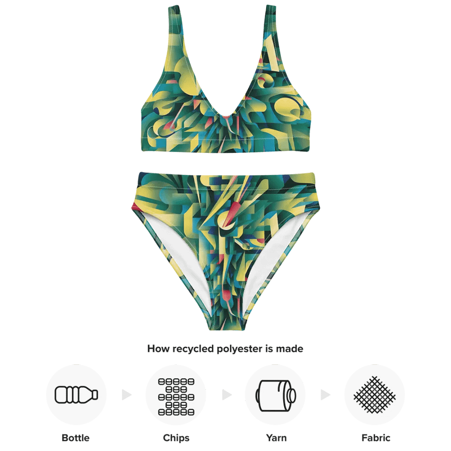 Abstract Lithographic Pattern Design High Waisted Bikini - V8 product image (3)