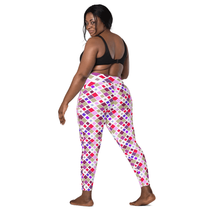 Colorful Square Pattern Design Leggings with Pocket - v3 product image (2)