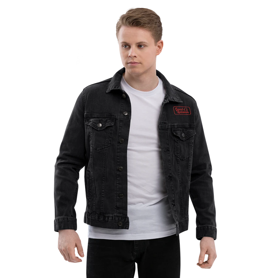 Good Listener Logo Embroidered Jean Jacket - Black and Red product image (15)