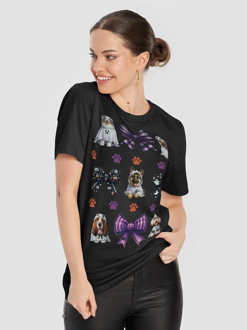 Cute Halloween Dog Ghosts and Bows T-Shirt Design3