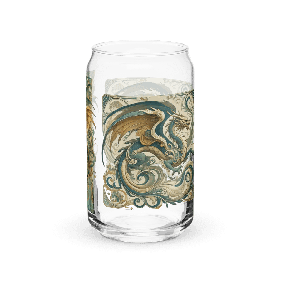 Art Nouveau Dragon Can-Shaped Glass Cup – Unique, Artistic Drinkware product image (7)