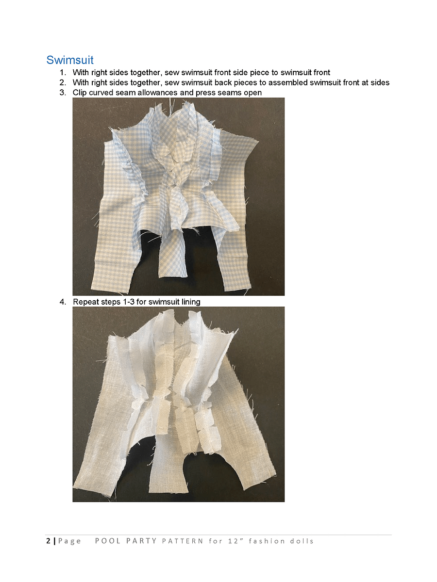 Pool Party sewing pattern for 12" fashion dolls product image (3)