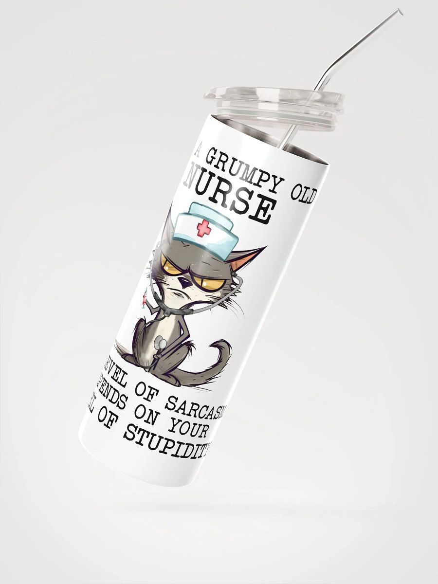 Grumpy Nurse Cat Tumbler: Sarcasm Level - Nurse Approved! product image (3)