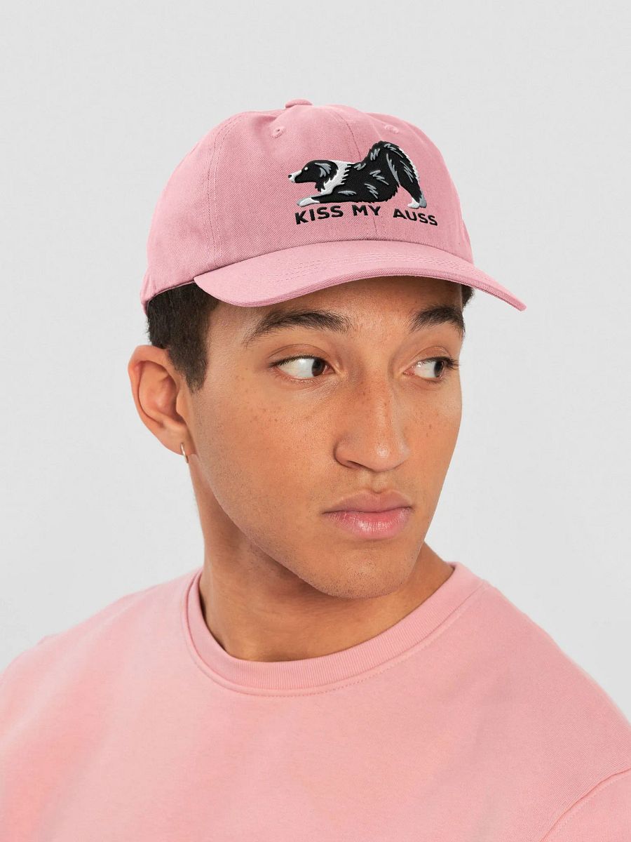 Kiss My Auss Classic Dad Hat(Embroidered) of an Australian Shepherd(Black & White) product image (27)