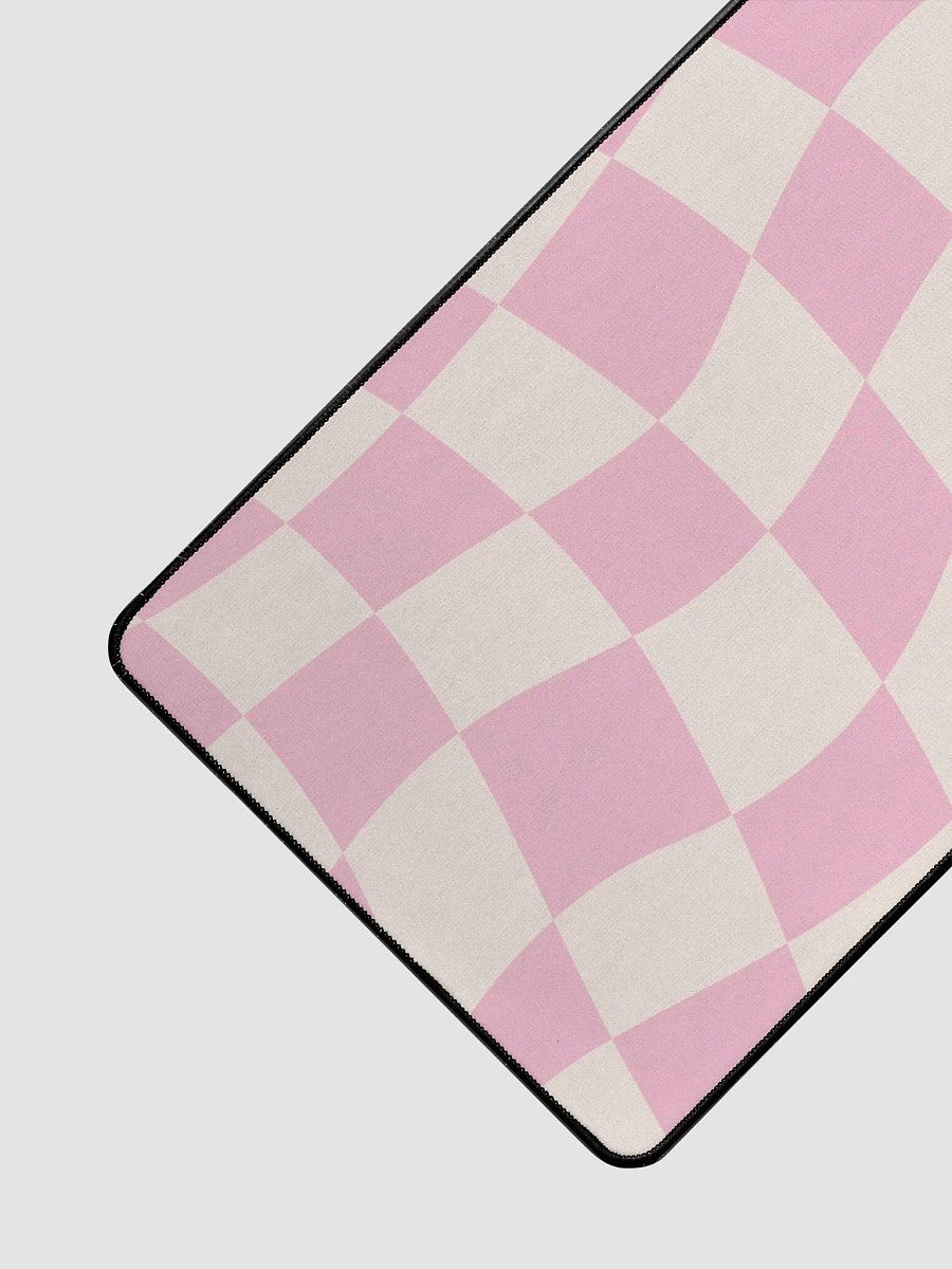 Retro Charm Pink and Cream Wavy Checkerboard Keyboard Mat product image (3)