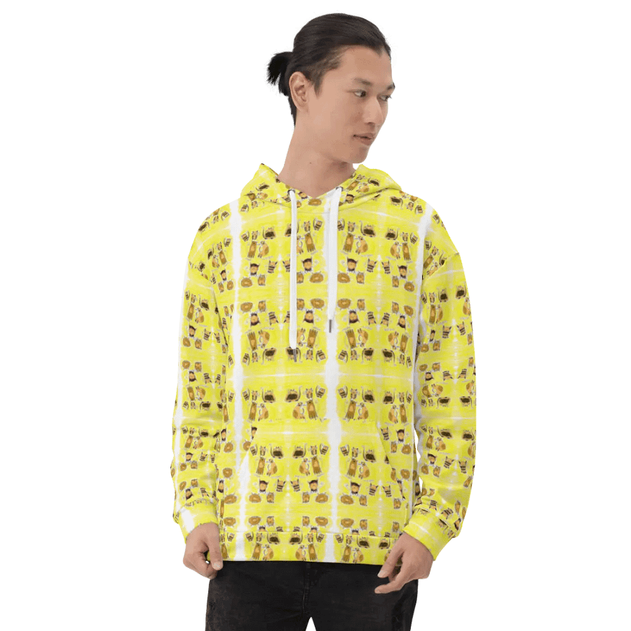 Abstract Doodle Cats Unisex All Over Print Pull Over Hoodie product image (8)