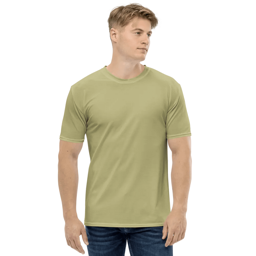 Plain Medium Yellow True Summer Men's Crewneck Polyester Heavyweight Premium T-Shirt by Treasure Pie product image (4)