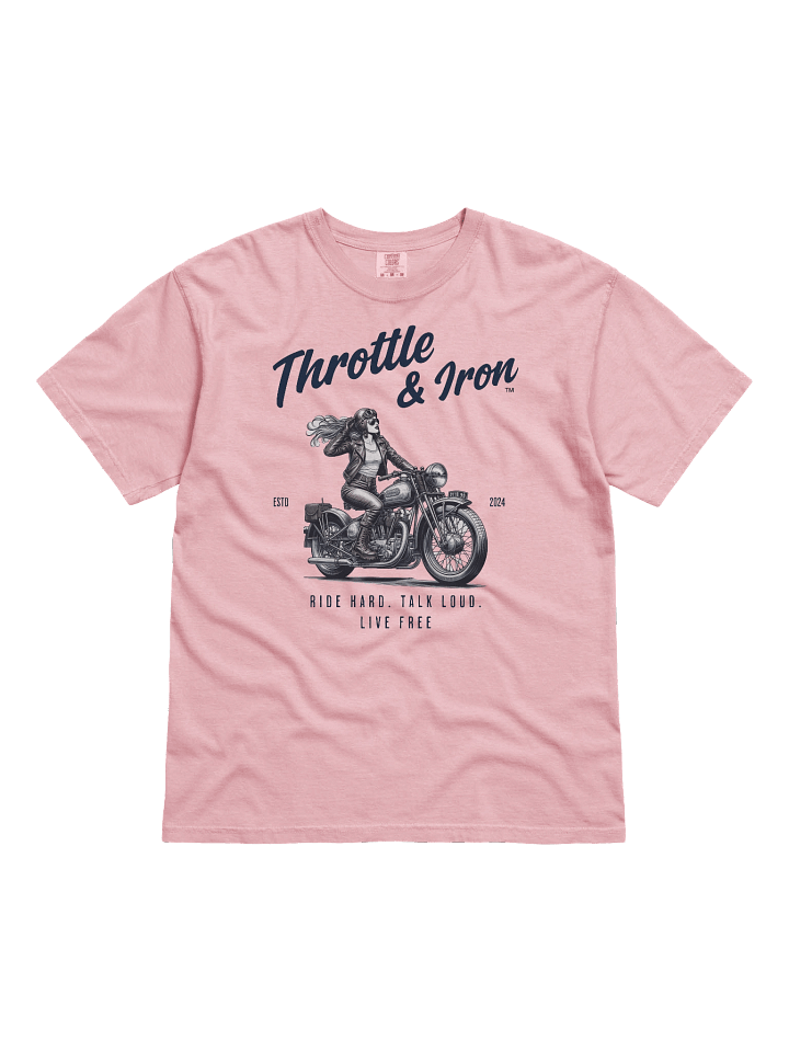Throttle & Iron “Retro Women Rider” Tee — Classic Cruiser Edition product image (1)