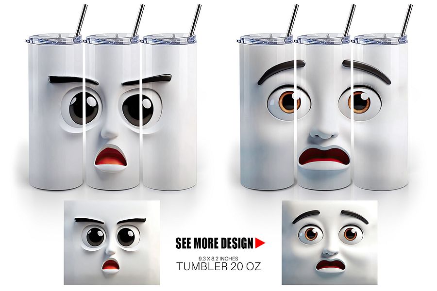 Cartoon Face Stainless Steel Tumbler product image (2)