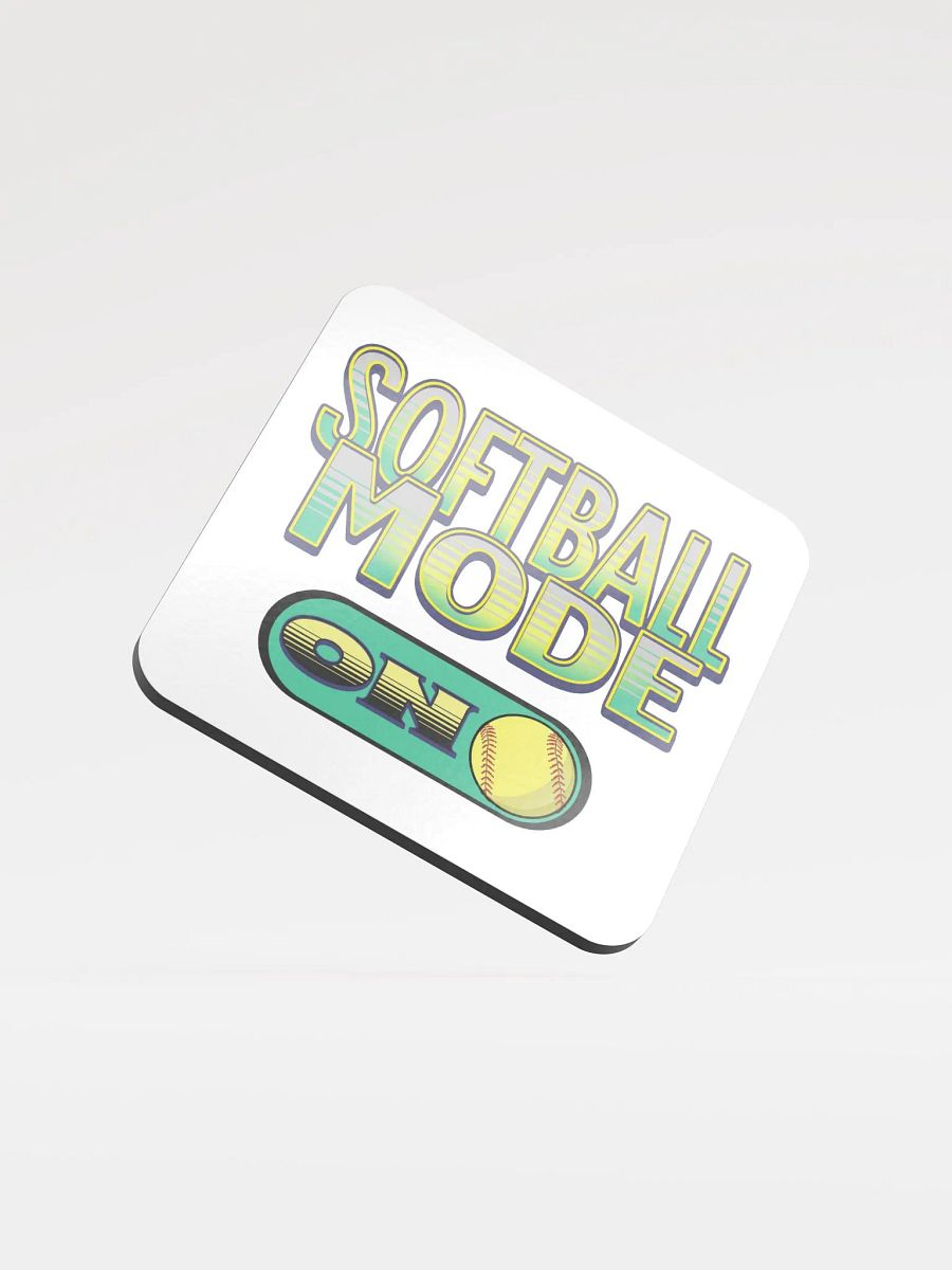 Softball Mode On Glossed Cork Coaster product image (2)