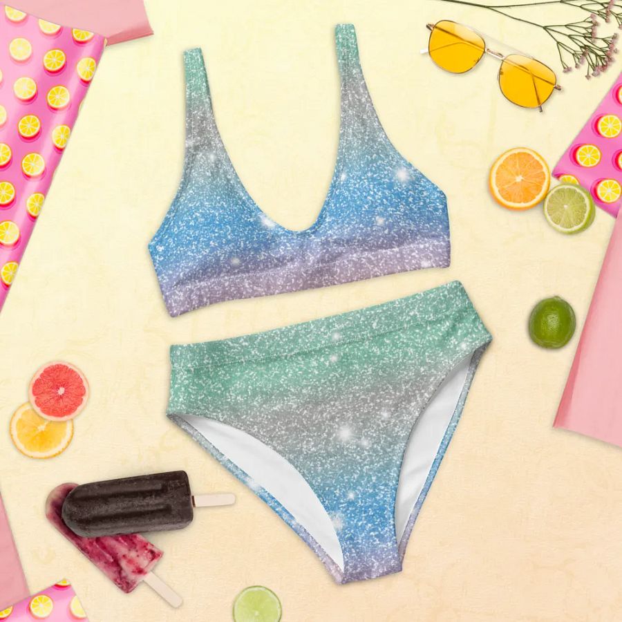 Glitter Unicorn Texture Design High Waisted Bikini (10) product image (12)