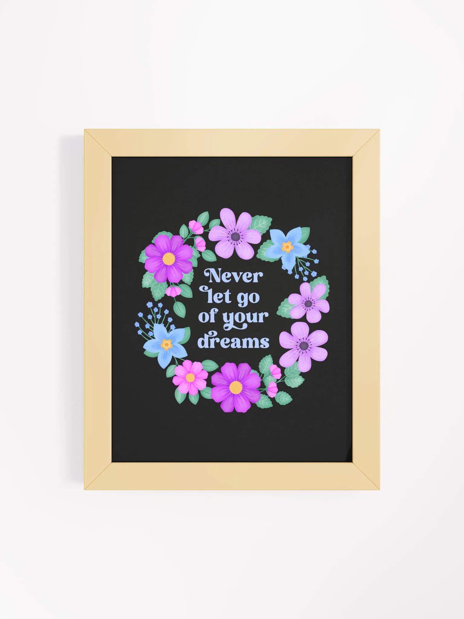 Never let go of your dreams - Motivational Wall Art Black product image (1)