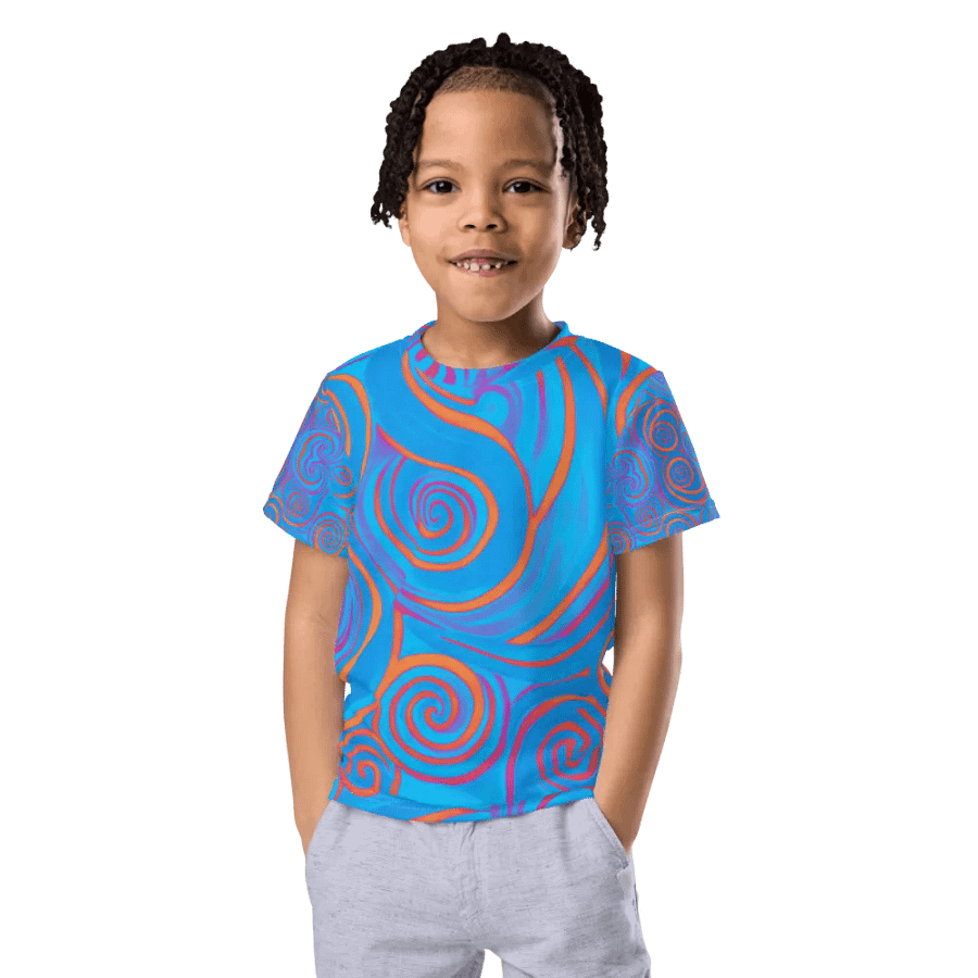 Funky Blue Dreams Liquid Tie-Dye Kid's and Toddler's Crew Neck T-shirt product image (5)