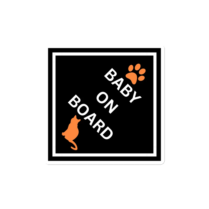 Cat Baby on Board Magnet - Orange on Black product image (2)
