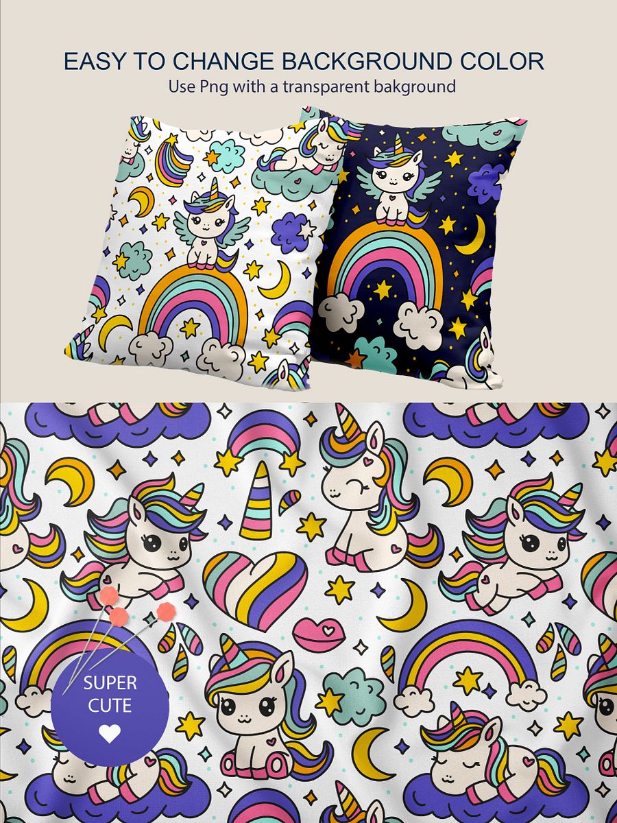 Cute Unicorn Seamless Patterns product image (2)