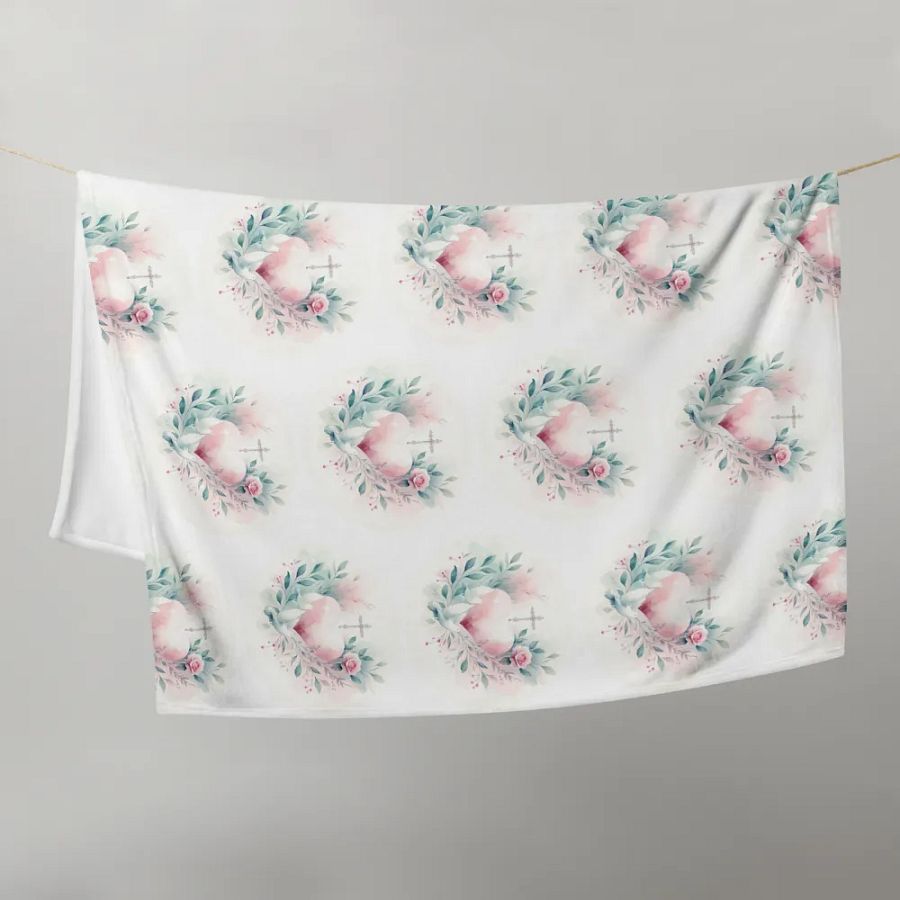 Floral Heart and Cross Throw Blanket product image (21)