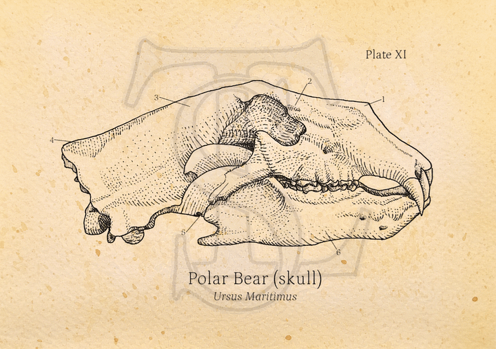 Polar Bear Skull Giclée print (hand watercolored) product image (1)