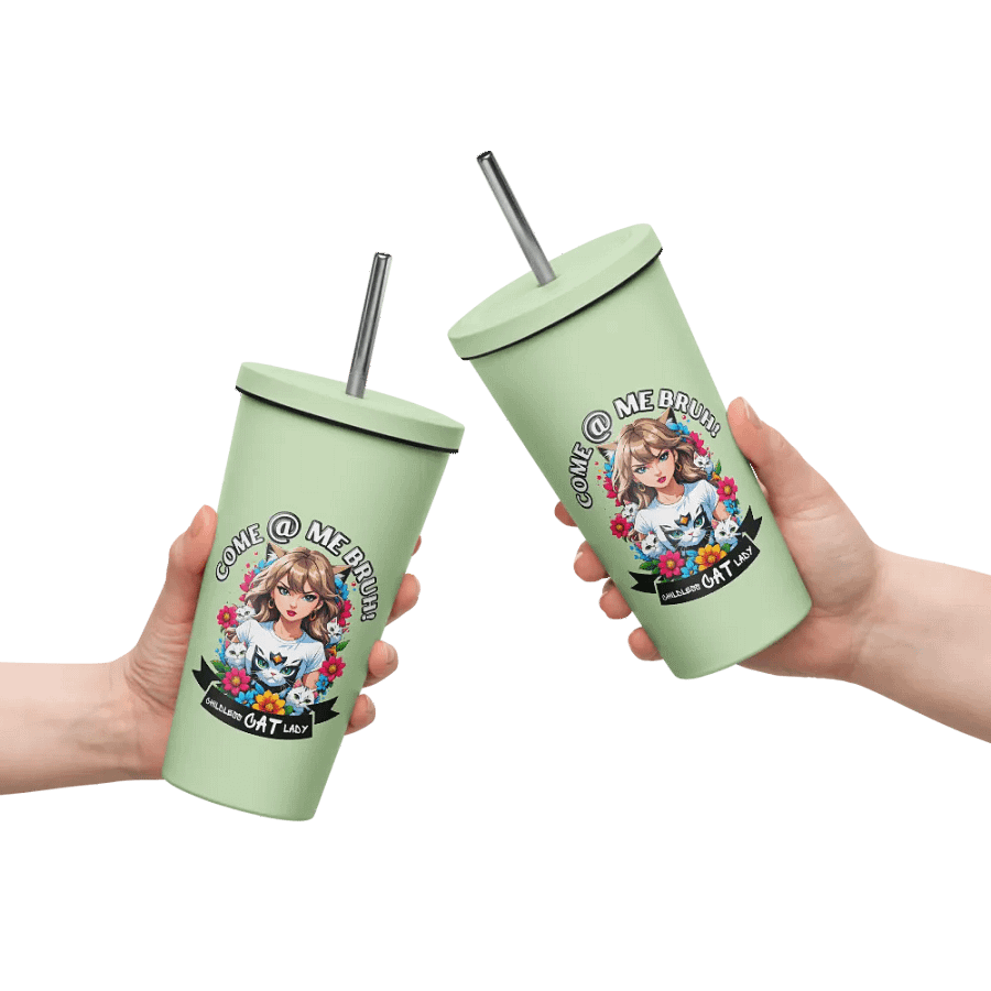 Childless Cat Lady 20 oz Tumbler Cup - Mint - Insulated Tumbler with a Straw product image (10)