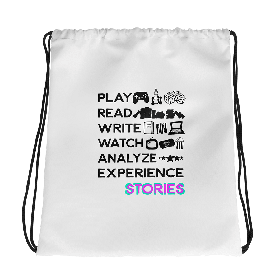 Experience Stories Drawstring Bag (Pink and Teal) product image (1)