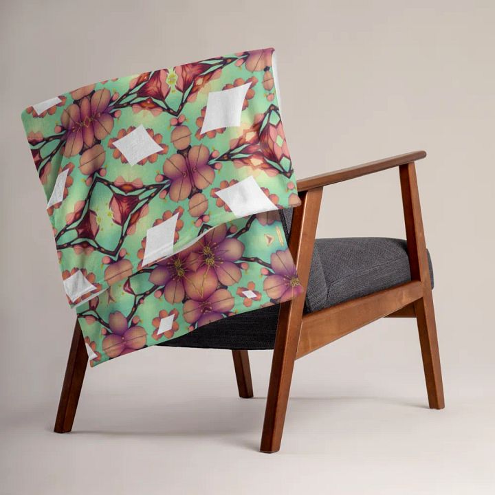 Elegant Diamond & Floral Throw Blanket product image (2)