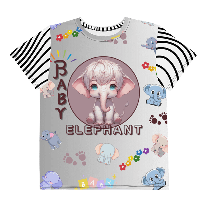 KIDS- GIRL TEE -BABY ELEPHANTS (GRADIENT) - All-Over Print Youth Crew Neck T-Shirt product image (1)