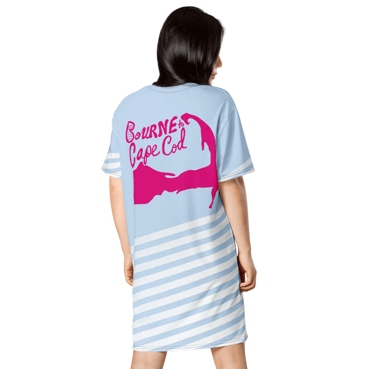 BOURNE to Cape Cod™ | Skyline Stripes T-Shirt Dress | Pastel Blue with White Stripes product image (2)