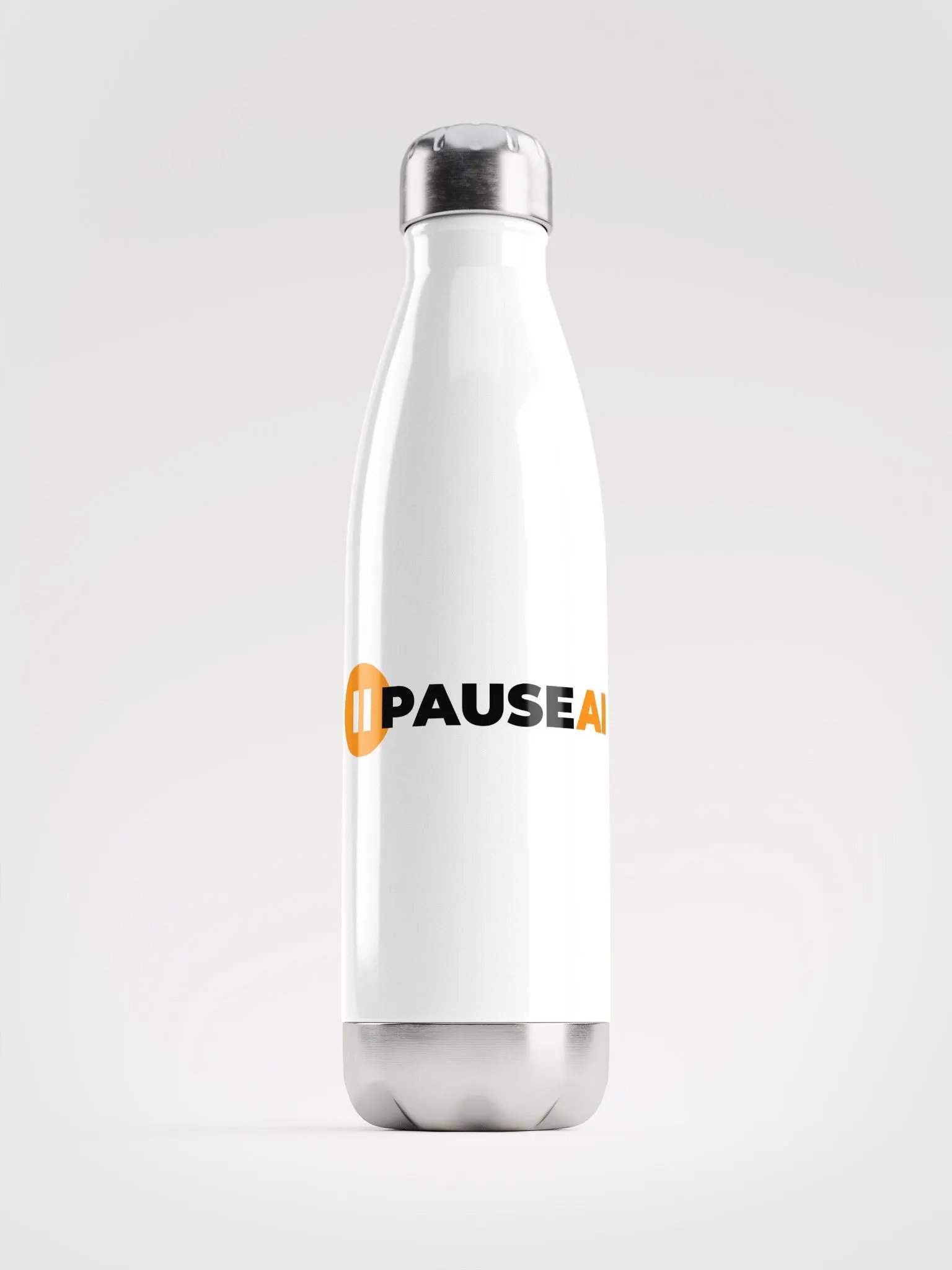White PauseAI Water Bottle product image (1)