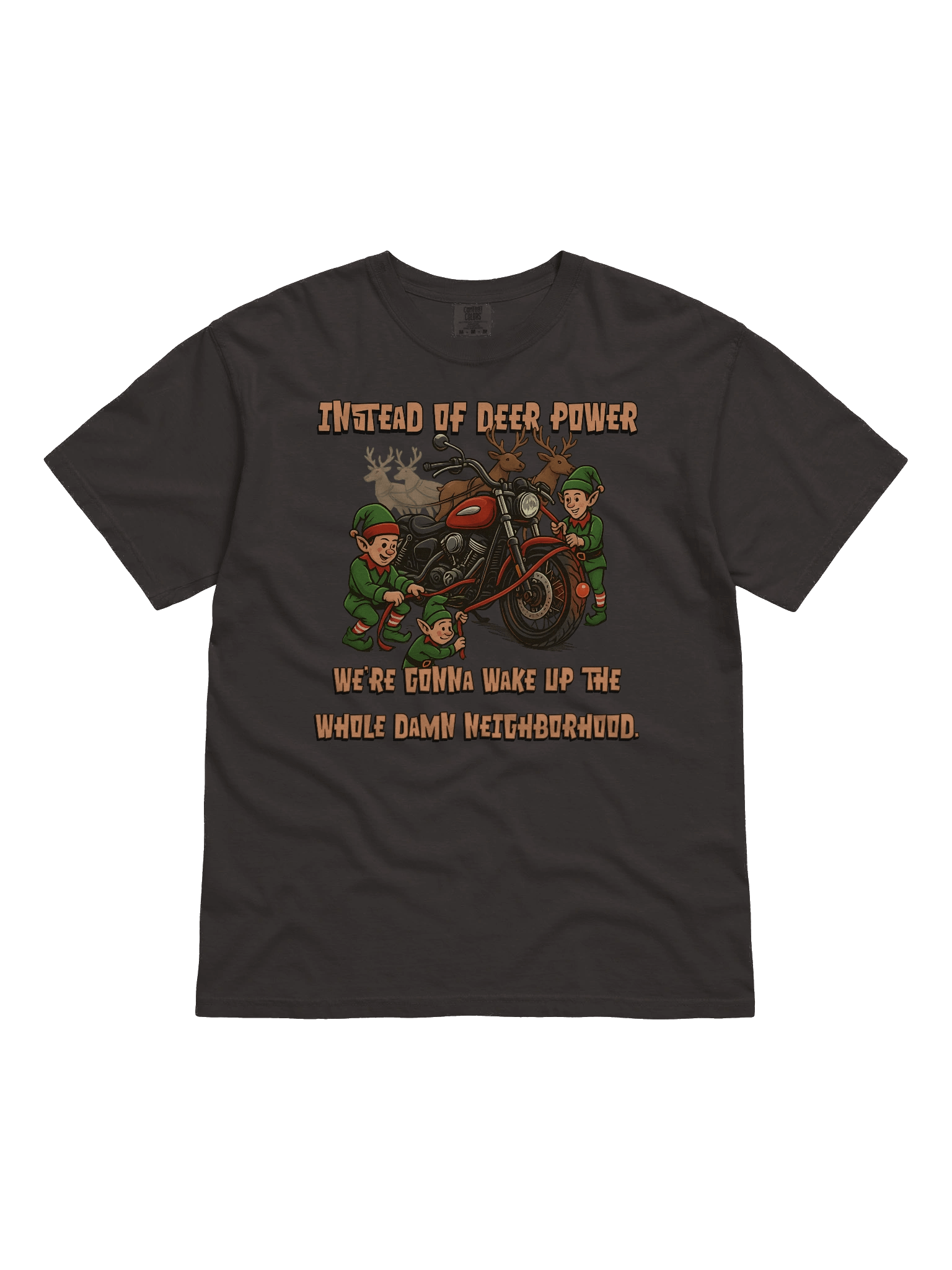 Throttle & Iron “Reindeer Power” Holiday Tee — Neighborhood Edition product image (5)