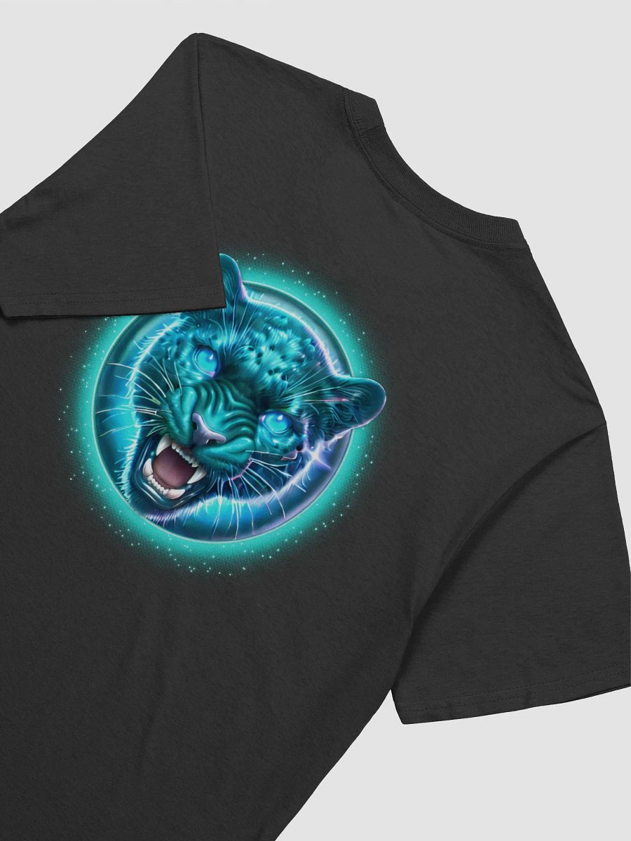 Turquoise Diamond Black Jaguar Badge Design (Unisex Black T-Shirt) product image (4)
