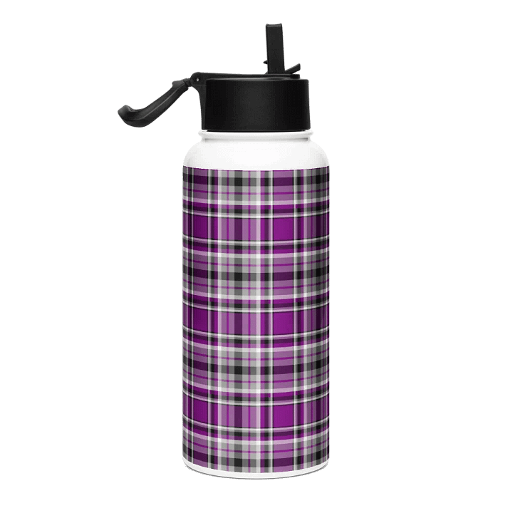 Purple, Gray and Black Plaid Water Bottle product image (1)