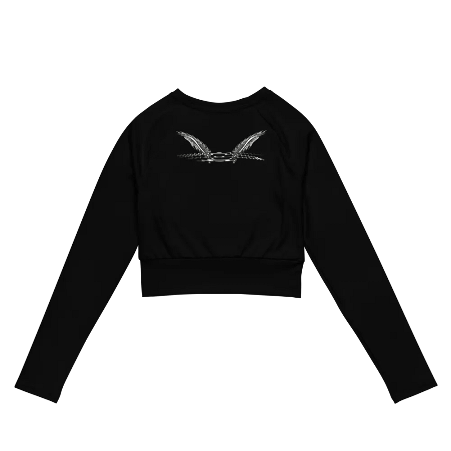 Recycled Long Sleeve Crop Top - Black - White HApex Gear White Logo product image (7)