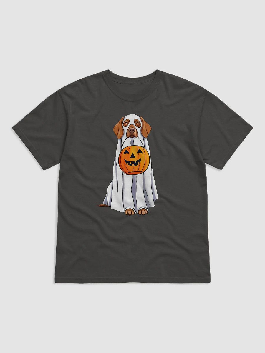 Vizsla Halloween Tee | Funny Fall and Halloween Vizsla Wearing a Ghost Costume with Pumpkin Basket product image (7)