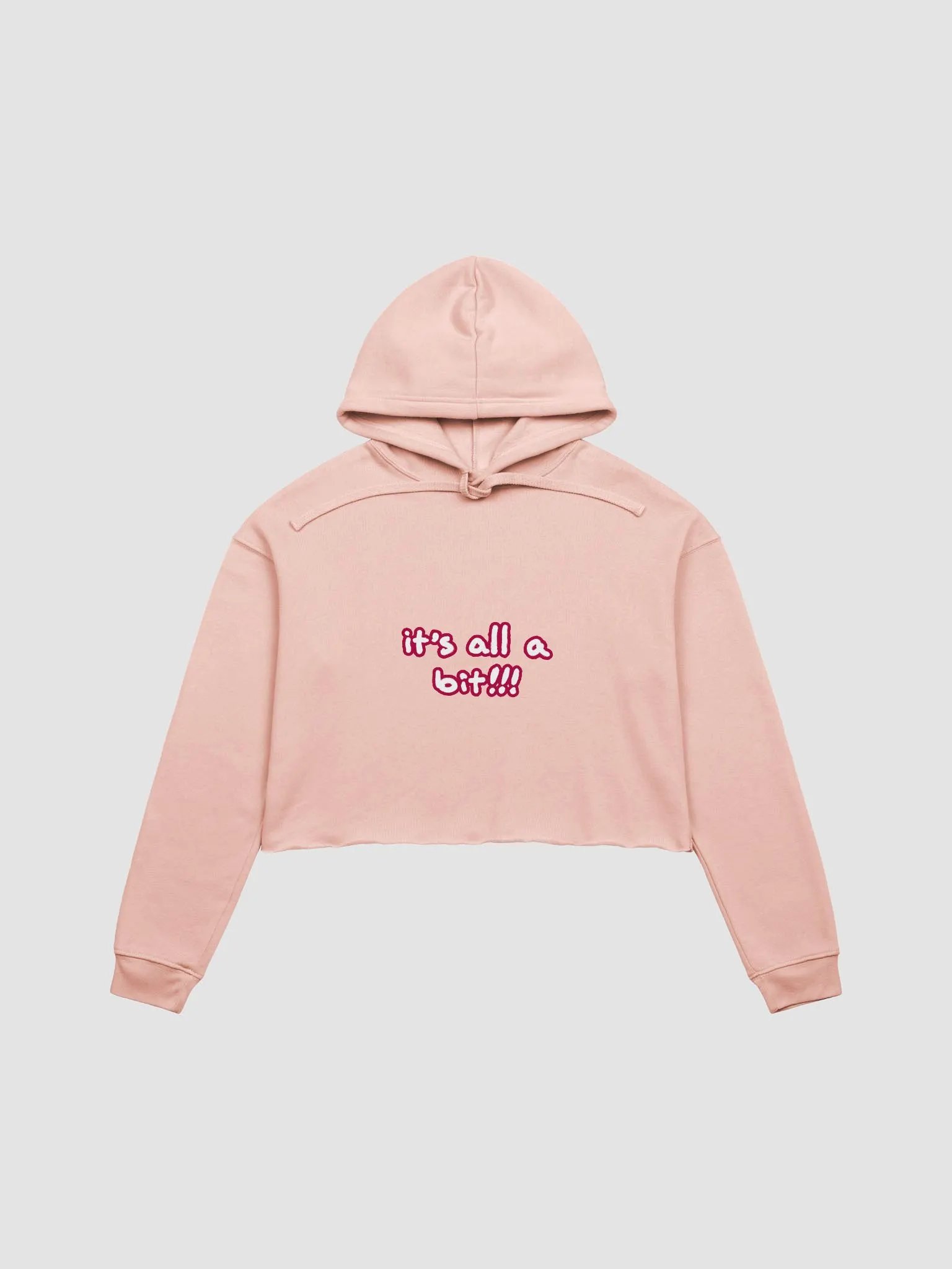 “It’s all a bit!!!” (lined design, #A6073C) fleece cropped hoodie product image (10)