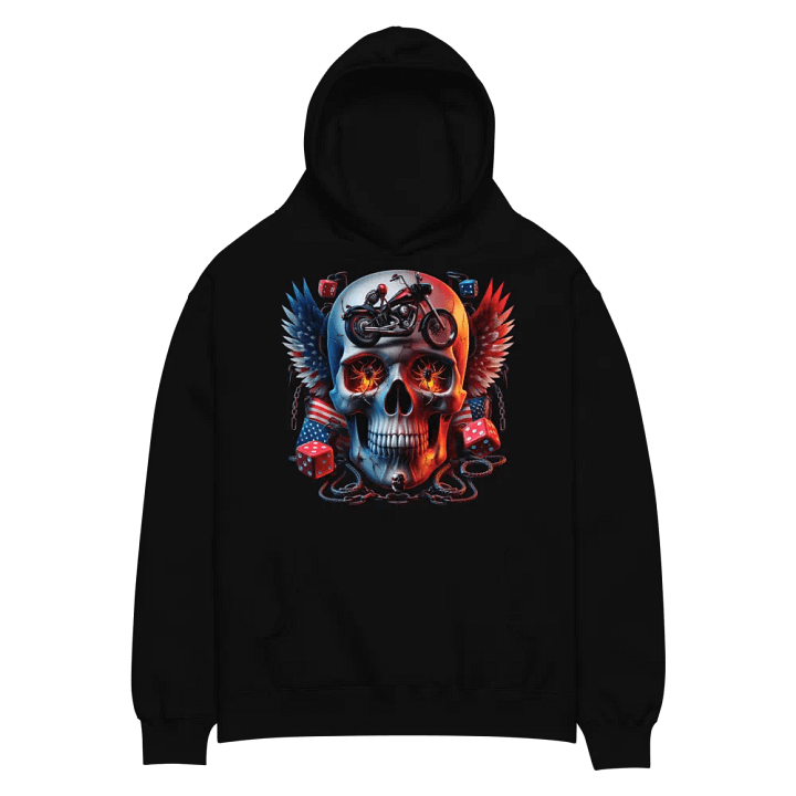 Fire and Fury Skull Motorcycle Unisex Hoodie #24 product image (2)