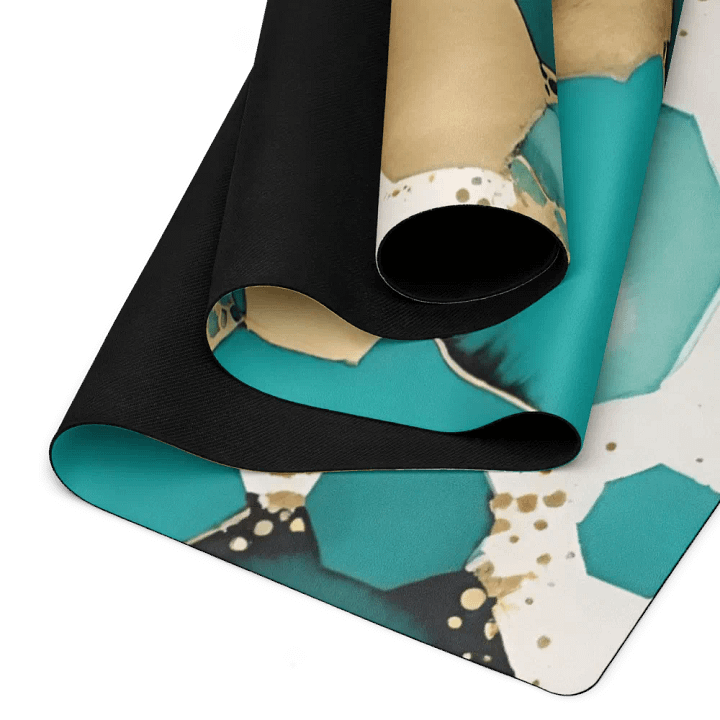 Gold and Teal Honeycomb Yoga Mat product image (2)