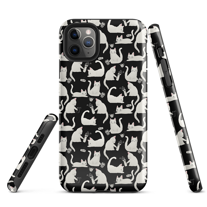 Bad Cats Knocking Stuff Over Patterned iPhone Case, Black product image (5)