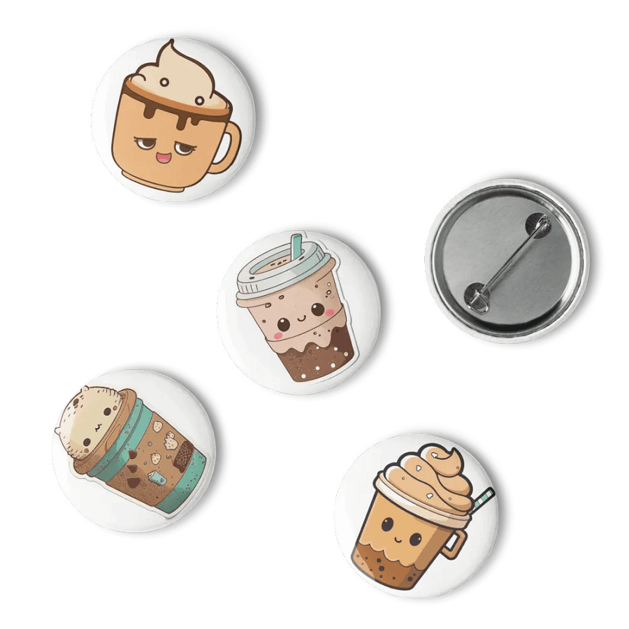 Sleepy Cute Coffee Cup Pin Button Set product image (15)