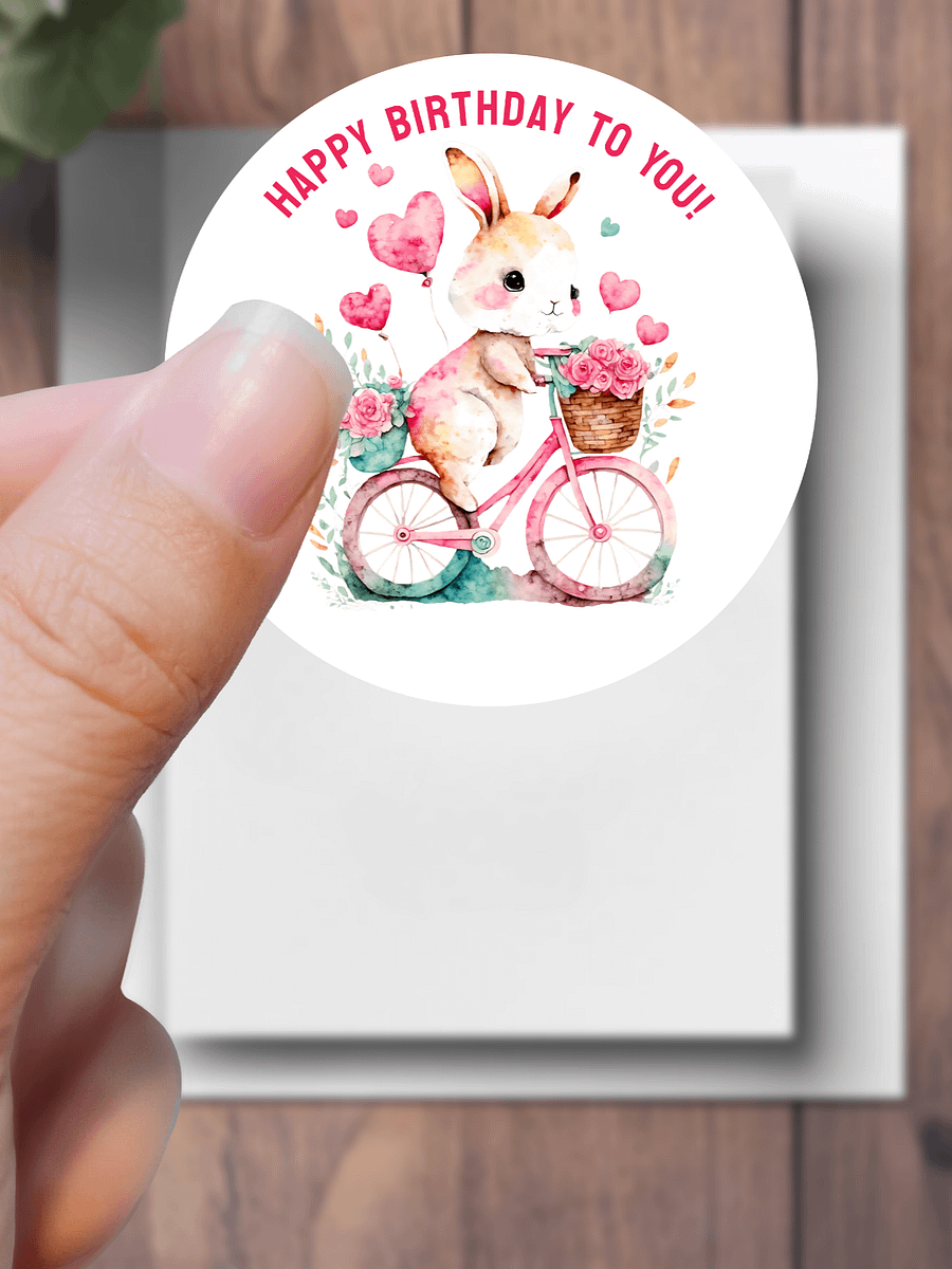 Birthday Greetings Bunny Riding a Pink Bike product image (1)