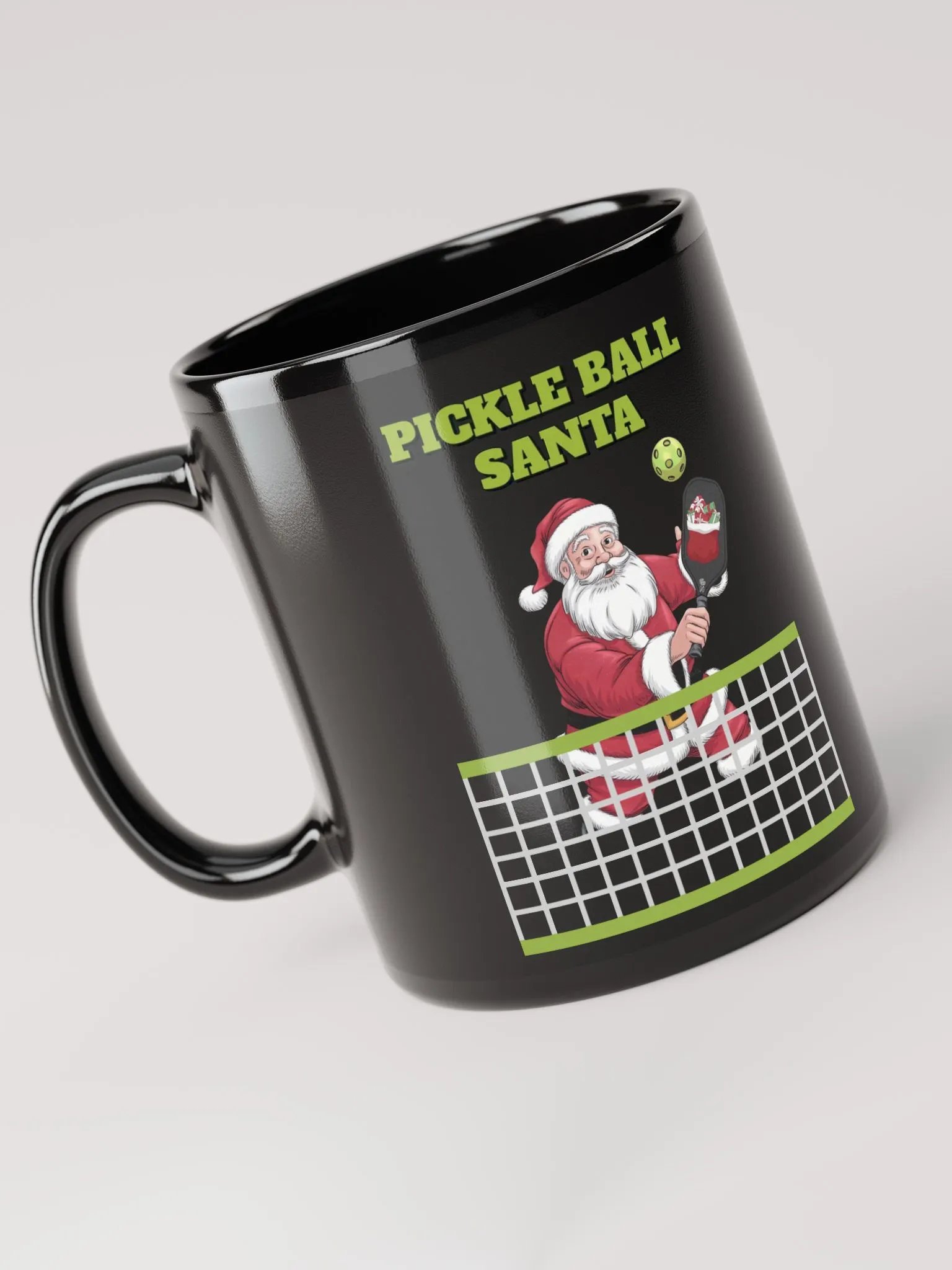 Pickle Ball Santa - Christmas Design Black Mug product image (6)