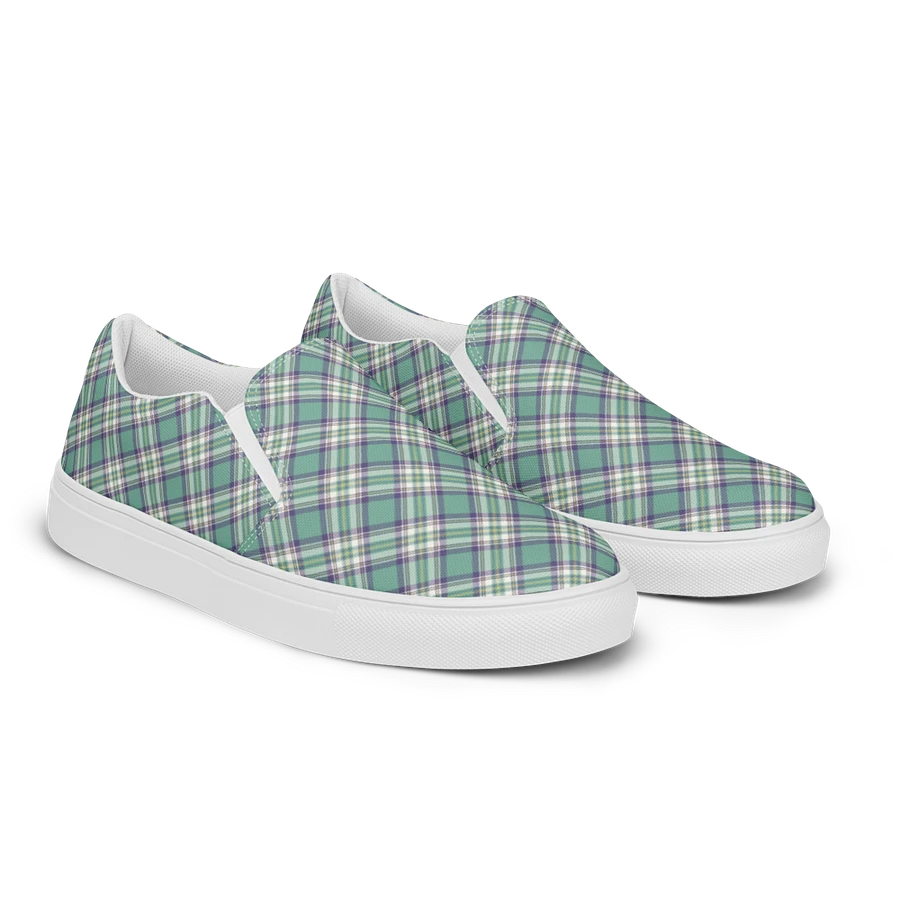 Light Green, Purple, and Yellow Plaid Women's Slip-On Shoes product image (2)
