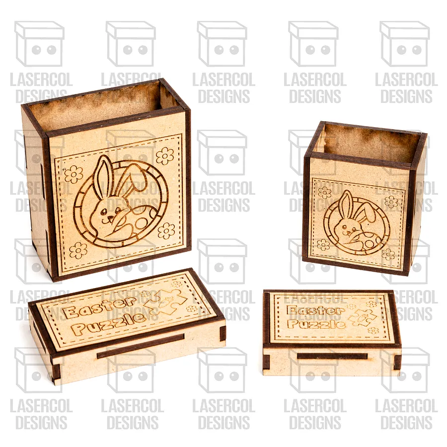 Easter Bunny Puzzle With Box Set 1 (2 Sizes) - Laser Cut Files product image (5)