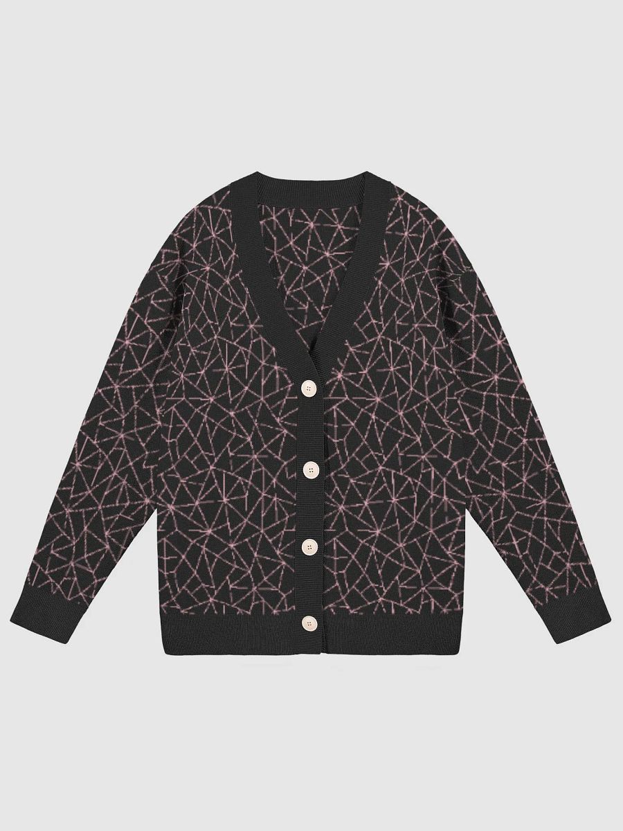 Pink Black Geometric Pattern Cardigan Sweater product image (13)