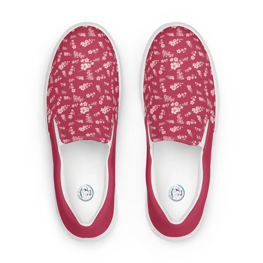 Cherry Blossoms on Magenta Floral Women's Slip-On Canvas Shoes product image (2)
