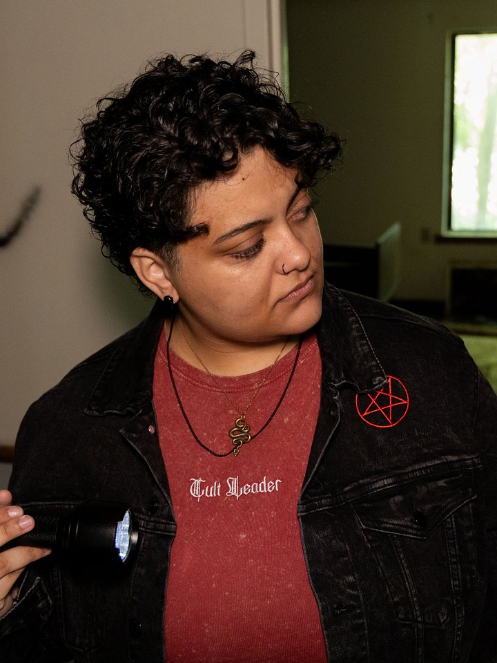 Cult Leader embroidered Denim T-Shirt product image (4)