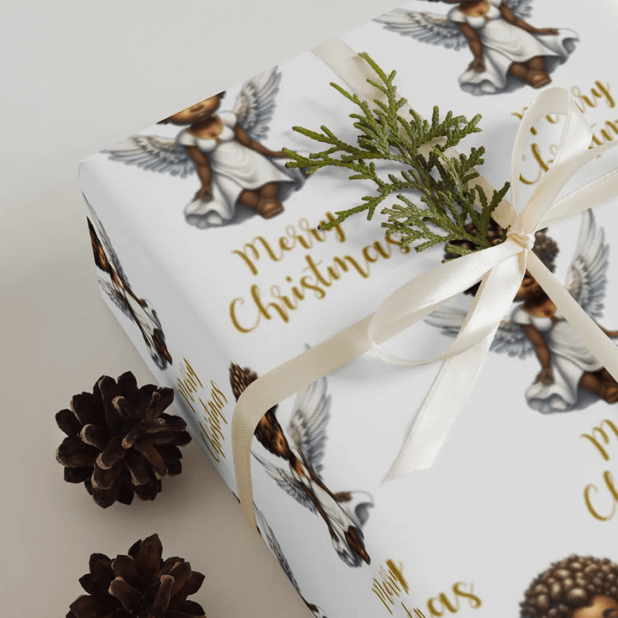 Merry Christmas Angel Gift Wrapping Paper 3 Sheet Set #1 product image (4)