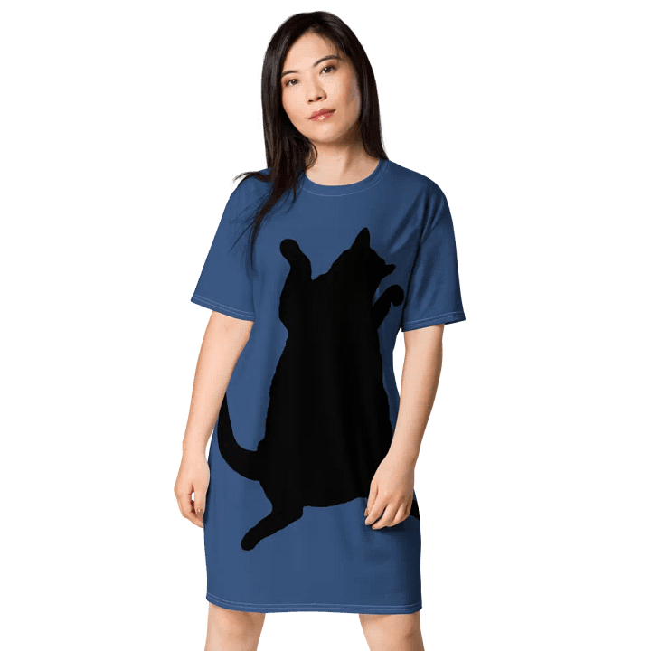 Dancing Demeowcracy Feline Blue T-Shirt Dress product image (1)