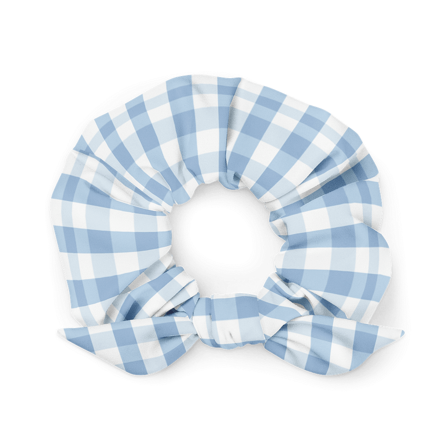 Blue Gingham Scrunchie with Detachable Bow | Eco-Friendly Hair Accessory product image (1)