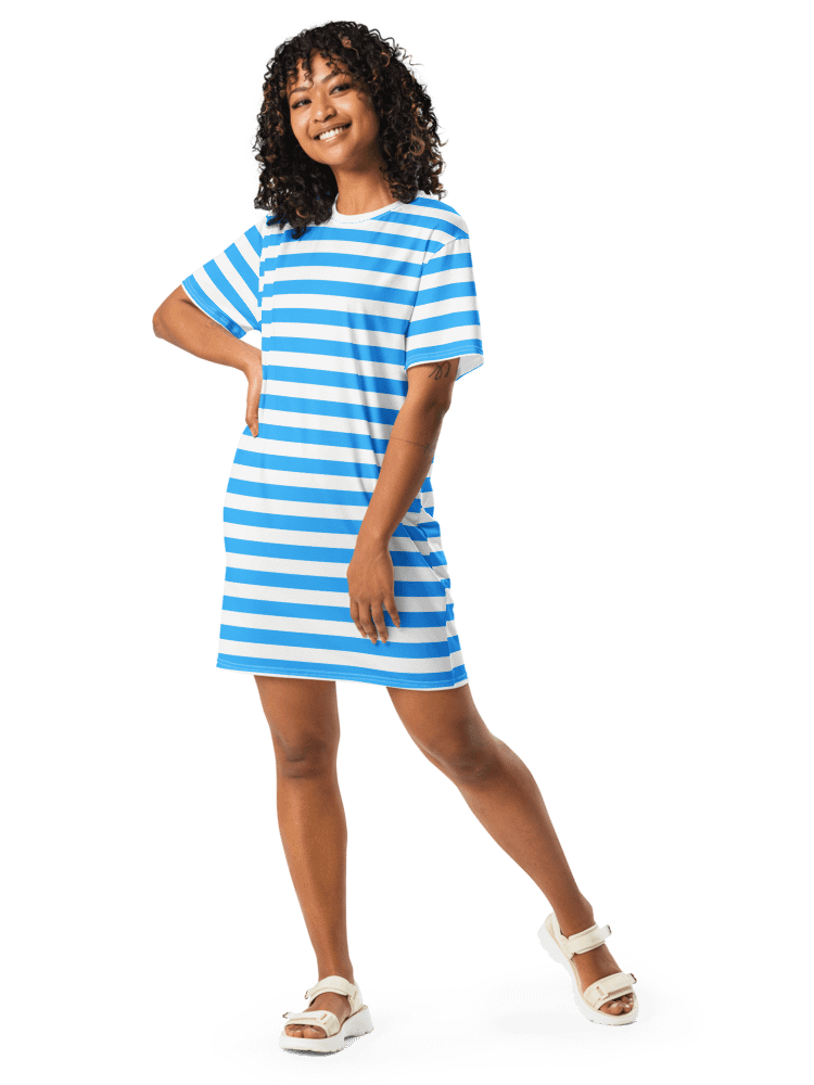 Blue Stripped Summer T Shirt Dress product image (1)