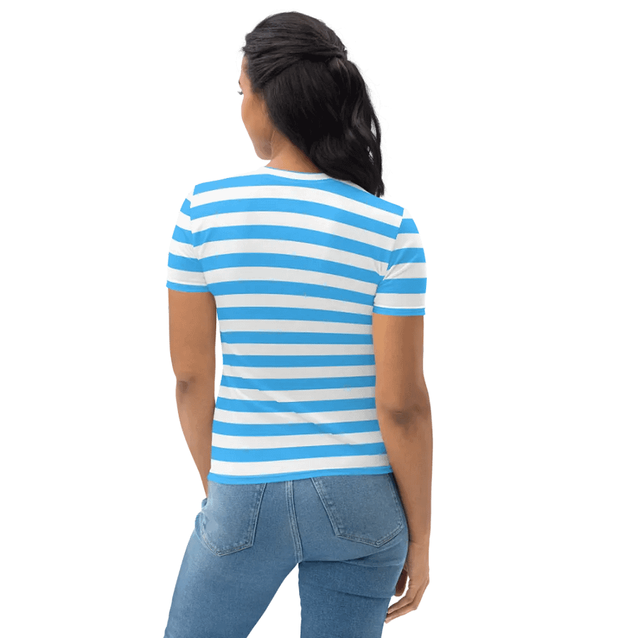 Butterfly Bliss Blue Stripped All-Over Print Women's T-Shirt product image (7)