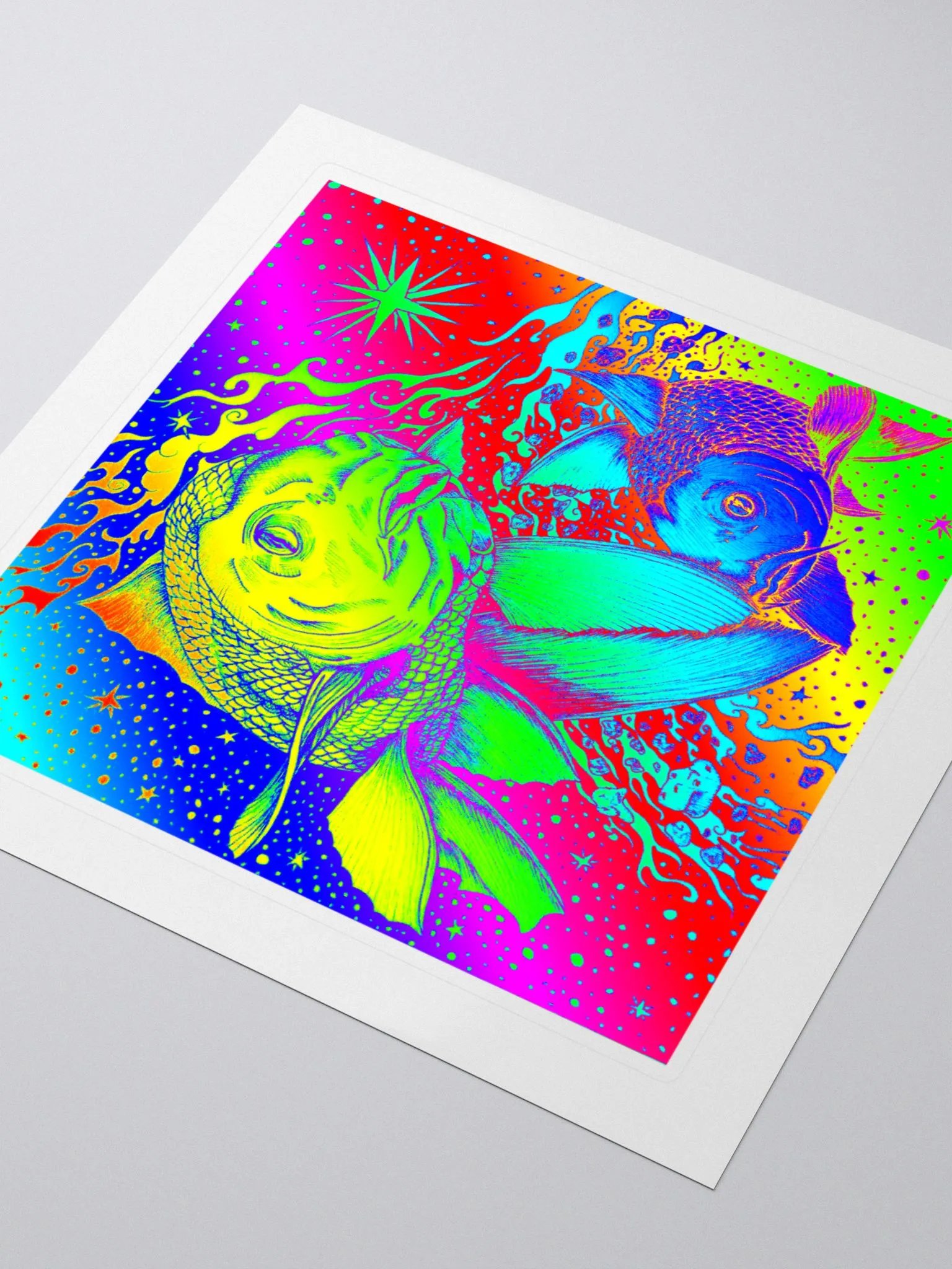 Limited Edition Full Rainbow Pisces Zodiac Kiss Cut Stickers product image (3)